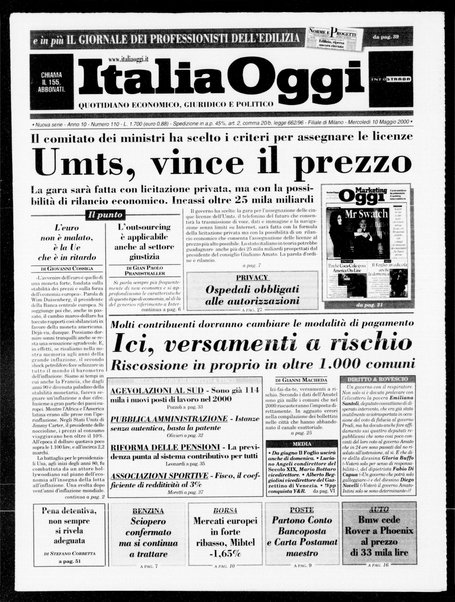 Italia oggi : quotidiano di economia finanza e politica